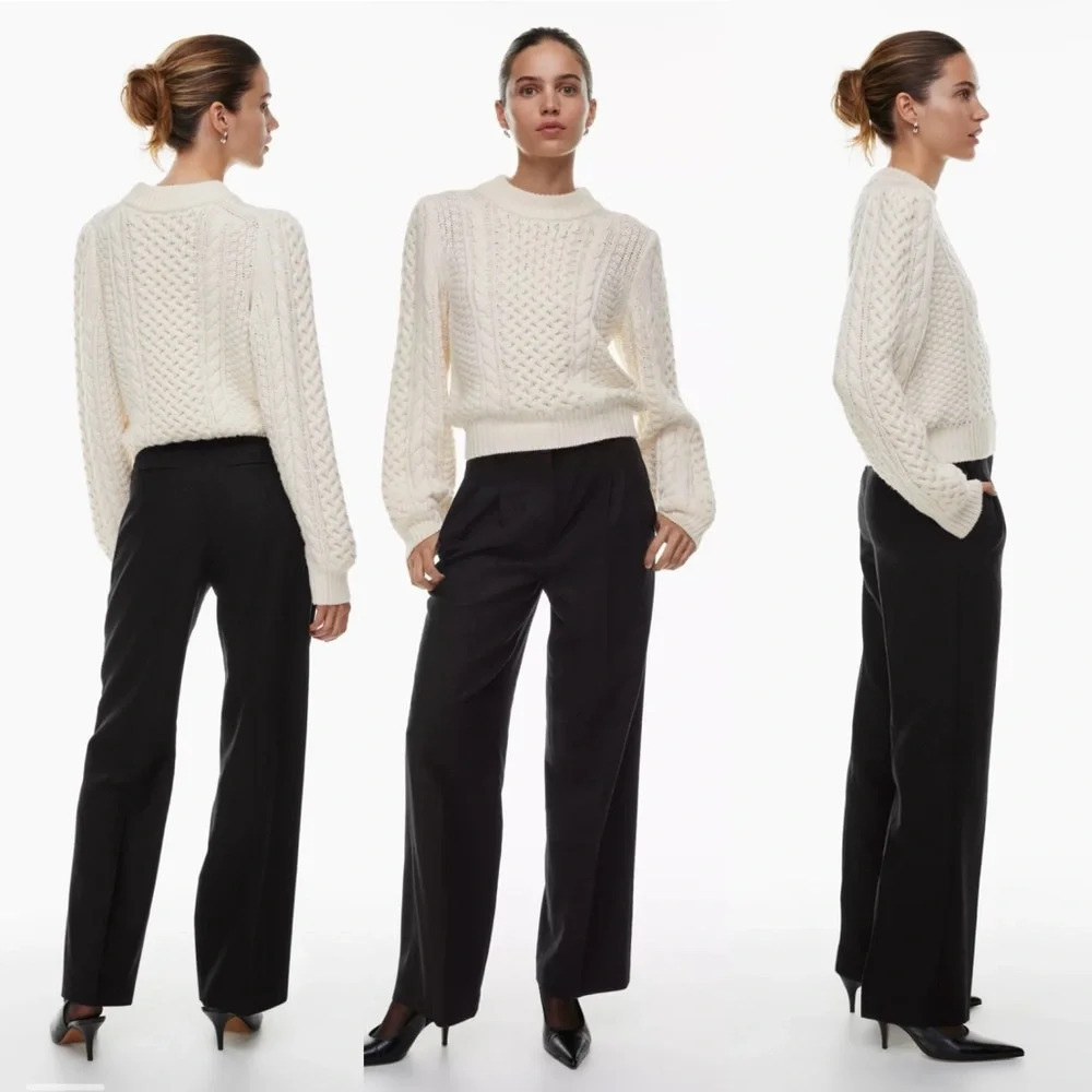 NWT Aritzia Wilfred The Effortless Pant™ Black in City Cashmere Size 6